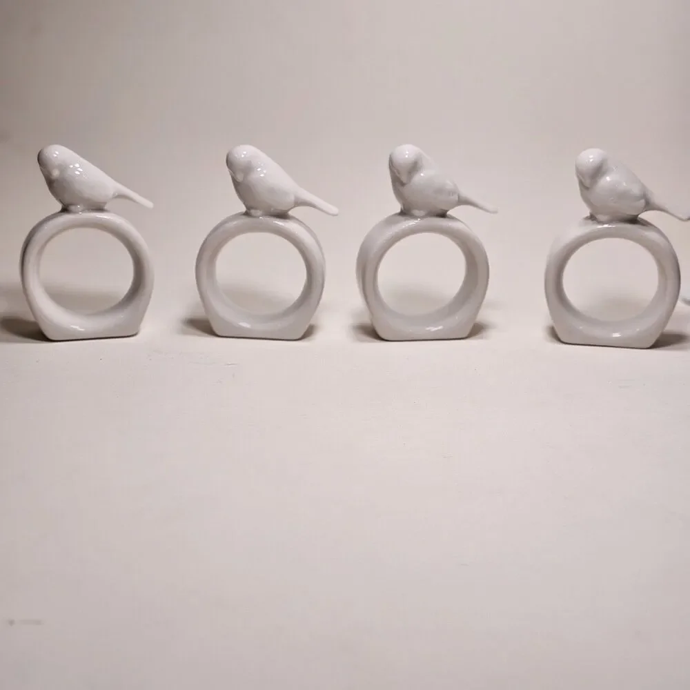 Napkin rings small birds ceramic unmarked new in box